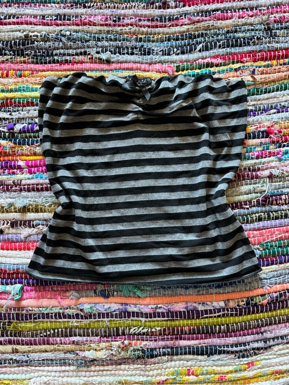 Striped Lacy Strapless Crop top